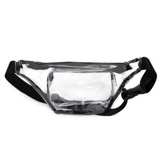 Men's Clear/ Transparent Belt Bag/ Waist Bag- Black Accents - Picture 3 of 9
